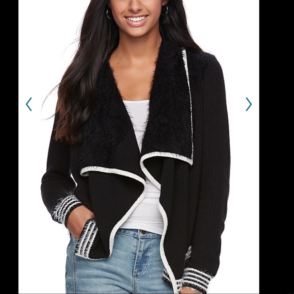 Candies Print Waterfall Open Front Cardigan NWT